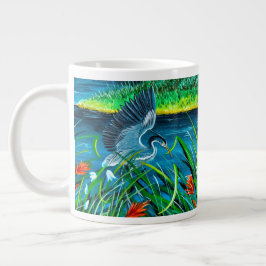 Blå Heron par kaffe Kopp Jumbo Mugg