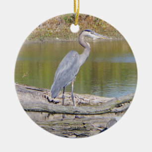 Blå Heron-prydnad Julgransprydnad Keramik