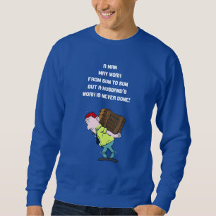Blå herr-sweatshirt med texten Rolig arbetande man Lång Ärmad Tröja