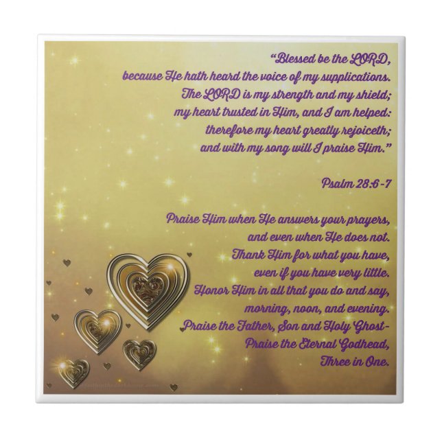 Blå herre Psalm 28:6-7 Kakelplatta (Framsidan)