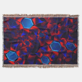 Blå hexagon blandad med överlappande röda kurvor filt