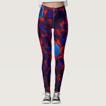 Blå hexagon blandad med överlappande röda kurvor