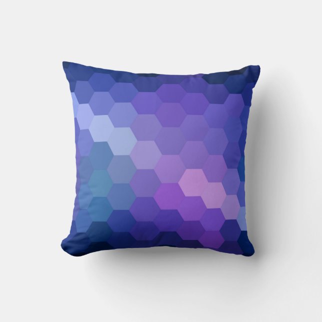 Blå Hexagon Chevron-mönster Kudde (Framsida)