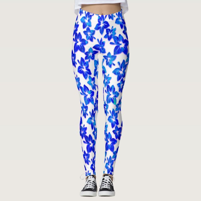 blå hibiscus - baljväxter leggings (Framsida)