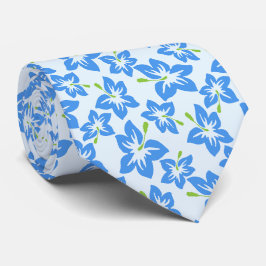 Blå Hibiscus, Blåa blommor, Mönster i blommor Slips