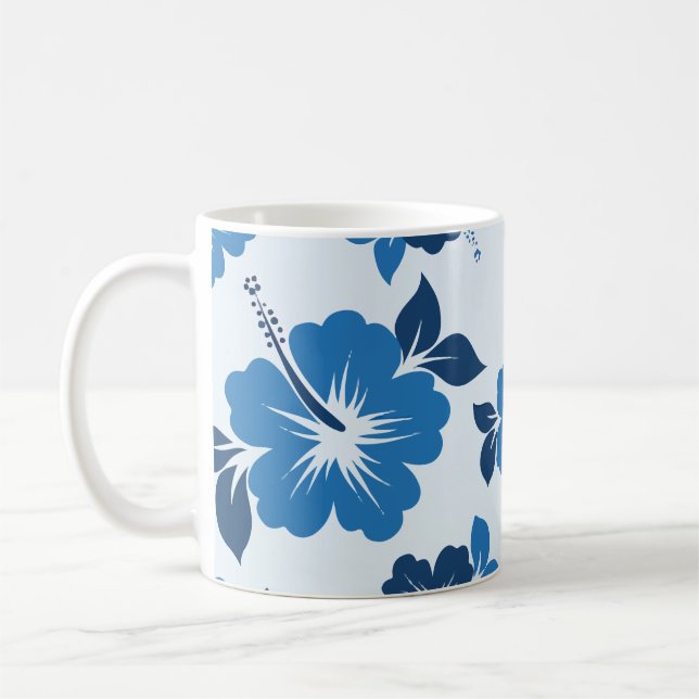 Blå Hibiscus Flowers Kaffemugg (Vänster)