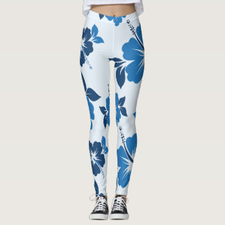 Blå Hibiscus Flowers Leggings