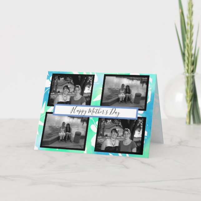 Blå Hibiscus och Foton Mors dag Kort (Framsida)