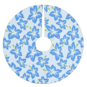 Blå Hibiskus, Blå Blommor, Mönster Av Blommor Julgransmatta Borstad Polyester