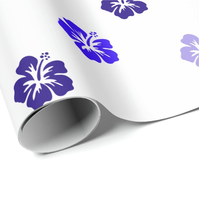 Blå Hibiskus Inpackningspapper Presentpapper (Rullad Hörn)