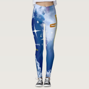 Blå himlen med vita moln och Golden Kor Leggings