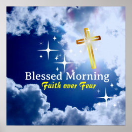 Blå himlen med vita moln och Golden Kor Poster