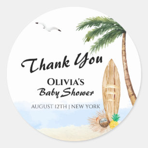 Blå himmel Baby ombord på Surfan Beach babyskor fö Runt Klistermärke