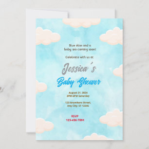 Blå himmel Baby Shower Inbjudningar