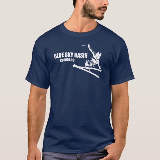 Blå himmel Basin Colorado Skier T Shirt (Framsida)