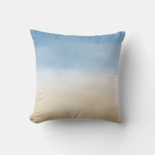 Blå himmel Beige Sand Ombre Watercolor Kudde