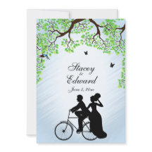Blå himmel Bicycle Wedding bjudande in