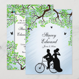 Blå himmel Bicycle Wedding bjudande in Inbjudningar