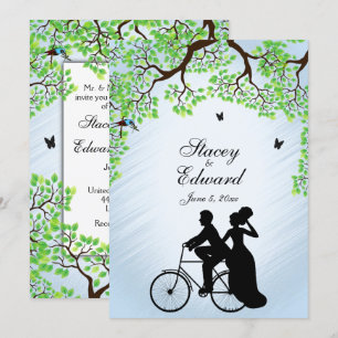 Blå himmel Bicycle Wedding bjudande in Inbjudningar