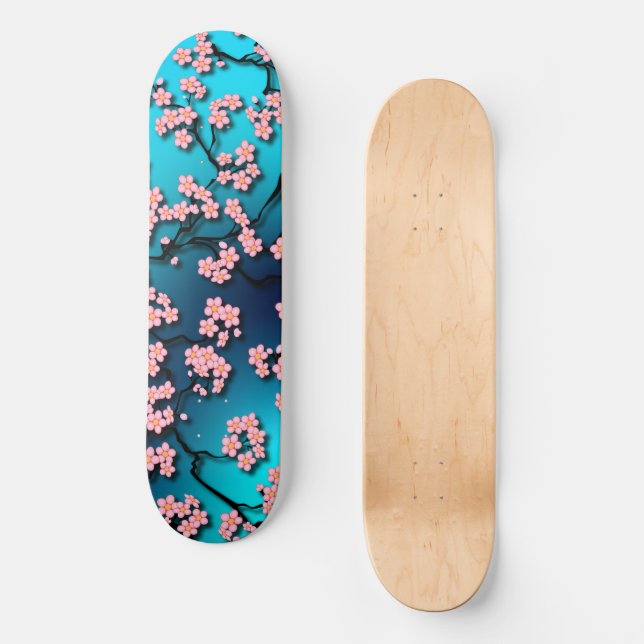 Blå himmel Bird Cherry Blommar Mini Skateboard Bräda 18,5 Cm (Framsida)