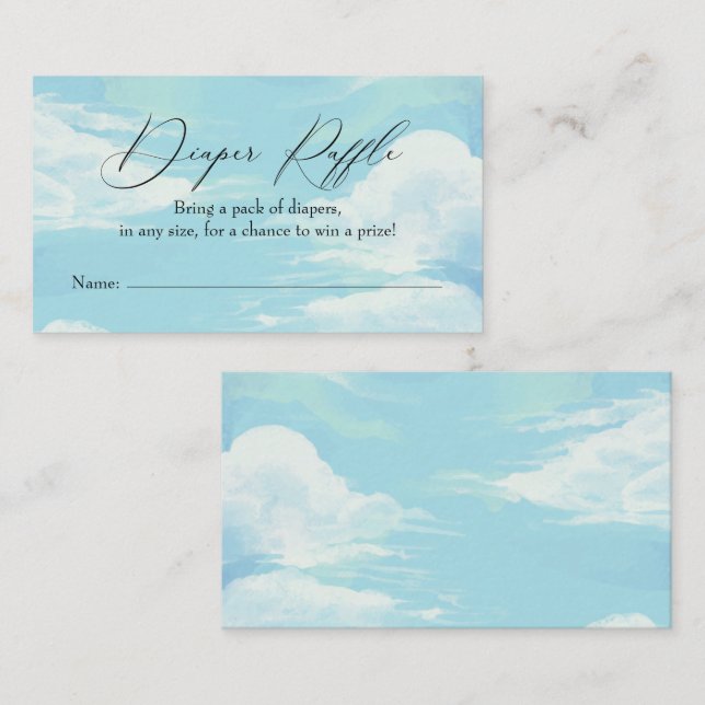 Blå himmel Cloud Diaper Raffle-kort Visitkort (Fram/baksida)