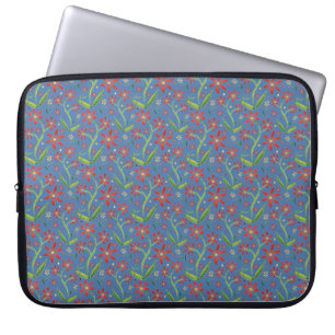 Blå himmel Dansande akvarellprästkragar Laptop Fodral