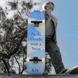 Blå himmel Delvis grumlig med ett foto med vrister Mini Skateboard Bräda 18,5 Cm