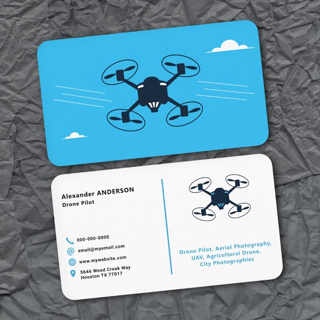 Blå himmel - Drone Pilot Visitkort (Blue Sky - Drone Pilot Business Card)