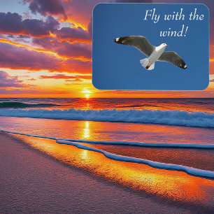 Blå himmel Fiskmås Fly Photo Magnet