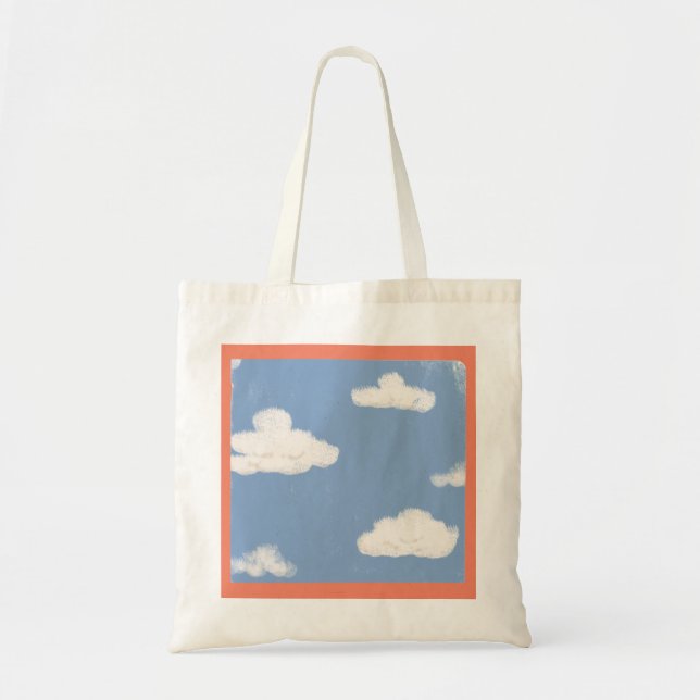 Blå himmel Fluffy Clouds Tote bag Tygkasse (Framsidan)