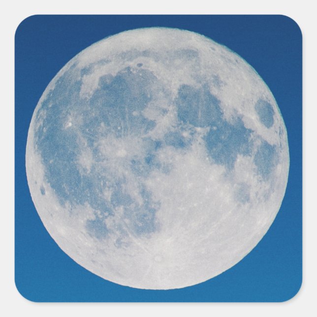 Blå himmel Full Moon Fyrkantigt Klistermärke (Framsida)