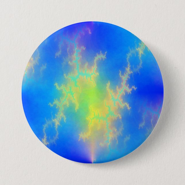 Blå himmel & Golden Gult Blixt Bolts Knapp (Framsida)