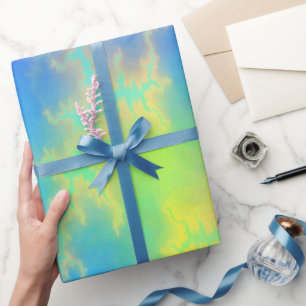 Blå himmel & Golden Gult Blixt Bolts Presentpapper
