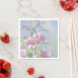Blå himmel Gröna växtblad lila blommor Pappersservett