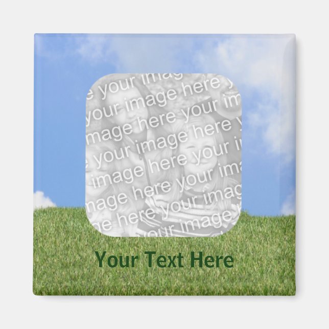 Blå himmel Grönt Grass Photo Magnet (Framsidan)