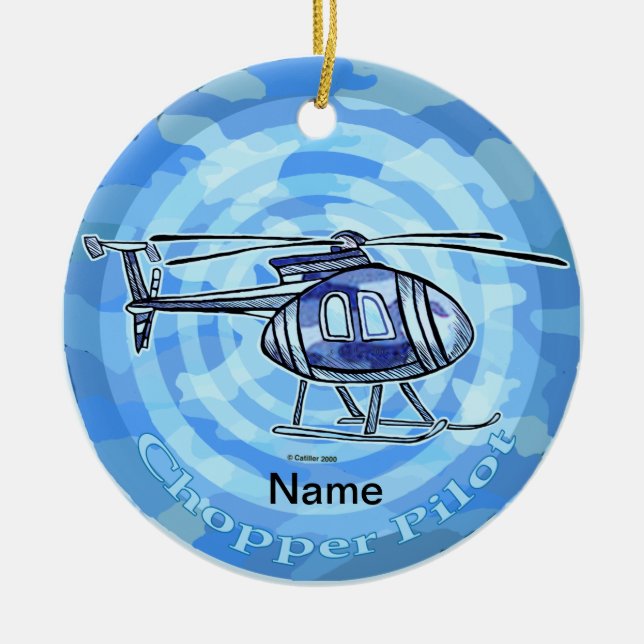 Blå himmel helikopter prydnad julgransprydnad keramik (Framsidan)