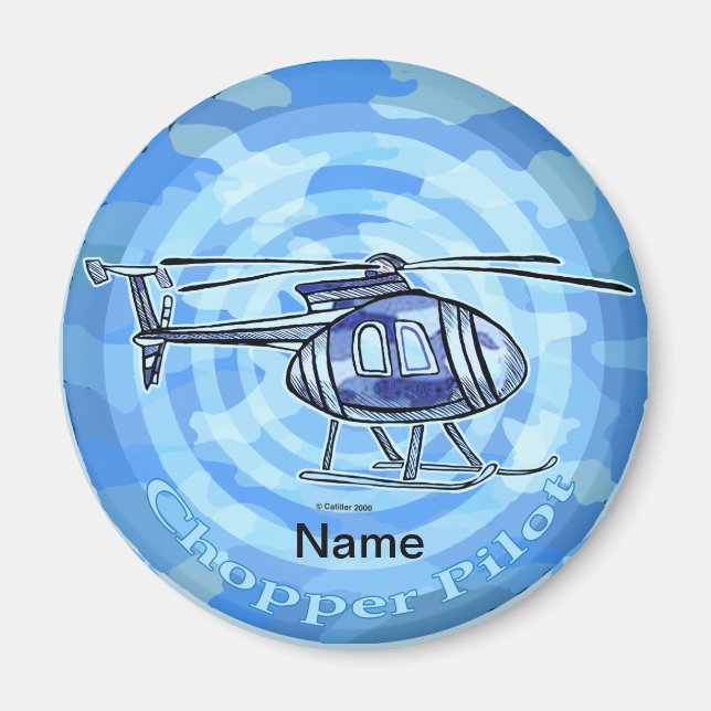 Blå himmel helikoptermagnet magnet (Framsidan)