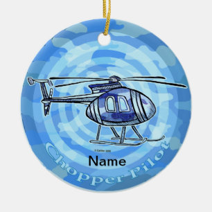 Blå himmel Helikopterornament Julgransprydnad Keramik