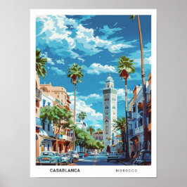 Blå himmel i Casablanca Marocko Vintage resor Poster