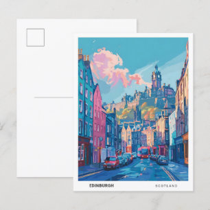 Blå himmel i Edinburgh Scotland Vintage resor Vykort