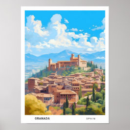Blå himmel i Granada Spanien Vintage resor Poster