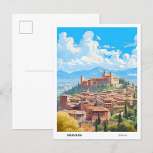 Blå himmel i Granada Spanien Vintage resor Vykort
