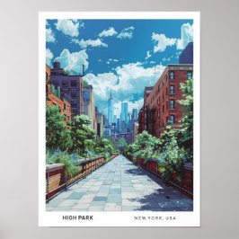 Blå himmel i High Park New York USA Vintage resor Poster