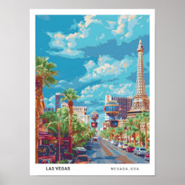 Blå himmel i Las Vegas Nevada USA Vintage resor Poster