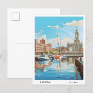 Blå himmel i Liverpool England Vintage resor Vykort