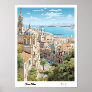 Blå himmel i Malaga Spanien Vintage resor Poster