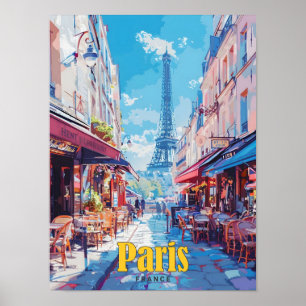 Blå himmel i Paris Frankrike Vintage resor Poster
