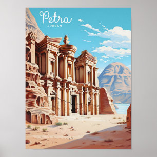 Blå himmel i Petra Jordan Vintage resor Poster