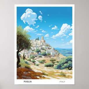 Blå himmel i Puglia Italien Vintage resor Poster