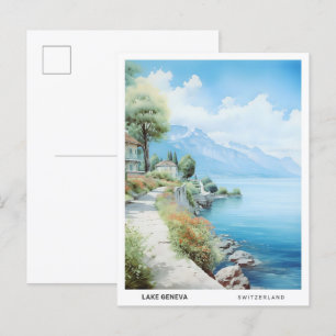 Blå himmel i Sjö, Schweiz (Genève) Vykort